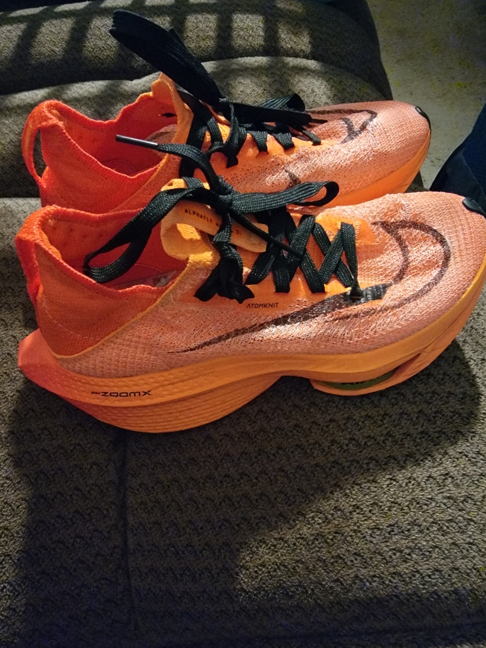 Nike ALPHAFLY 2 Orange Running Shoes - Black Laces and Swoosh